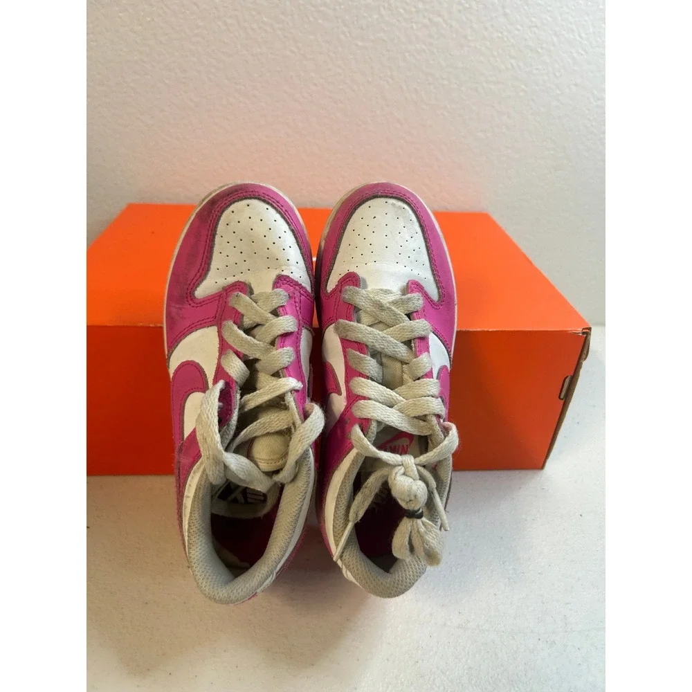 Nike Dunk Low Active Fuchsia White Kids Sneakers Size 13.5C #2181